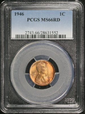 Obverse of this 1946 Lincoln Cent Wheat Reverse PCGS MS-66 RD