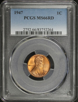 Obverse of this 1947 Lincoln Cent Wheat Reverse PCGS MS-66 RD