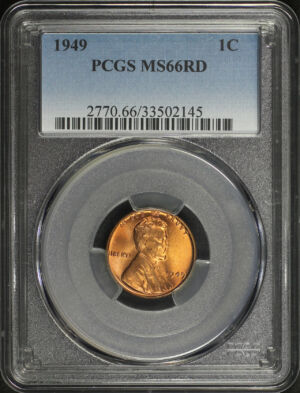 Obverse of this 1949 Lincoln Cent Wheat Reverse PCGS MS-66 RD