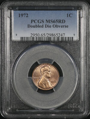 Obverse of this 1972 Lincoln Cent Modern Doubled Die Obverse PCGS MS-65 RD