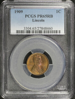 Obverse of this 1909 Lincoln Cent Wheat Reverse PCGS PR-65 RB