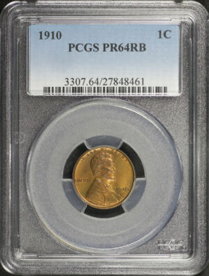 Obverse of this 1910 Lincoln Cent Wheat Reverse PCGS PR-64 RB