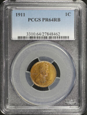 Obverse of this 1911 Lincoln Cent Wheat Reverse PCGS PR-64 RB