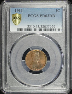 Obverse of this 1911 Lincoln Cent Wheat Reverse PCGS PR-63 RB