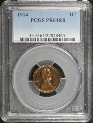 Obverse of this 1914 Lincoln Cent Wheat Reverse PCGS PR-64 RB