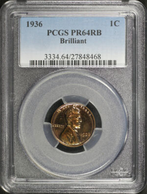 Obverse of this 1936 Lincoln Cent Wheat Reverse Brilliant PCGS PR-64 RB
