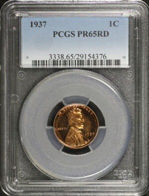 Obverse of this 1937 Lincoln Cent Wheat Reverse PCGS PR-65 RD