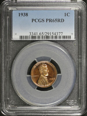 Obverse of this 1938 Lincoln Cent Wheat Reverse PCGS PR-65 RD
