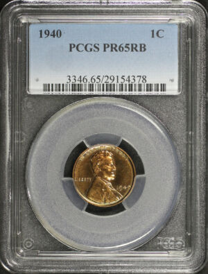 Obverse of this 1940 Lincoln Cent Wheat Reverse PCGS PR-65 RB