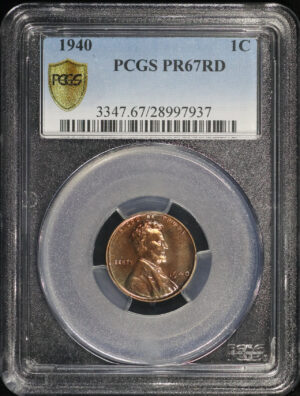 Obverse of this 1940 Lincoln Cent Wheat Reverse PCGS PR-67 RD