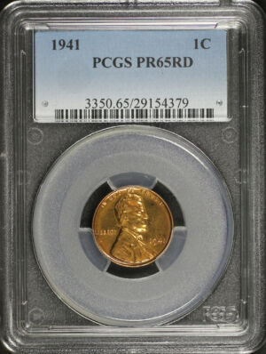 Obverse of this 1941 Lincoln Cent Wheat Reverse PCGS PR-65 RD