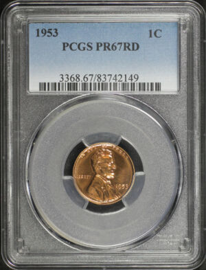 Obverse of this 1953 Lincoln Cent Wheat Reverse PCGS PR-67 RD