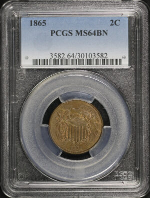 Obverse of this 1865 Two Cent PCGS MS-64 BN