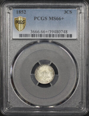 Obverse of this 1852 Three Cent Silver PCGS MS-66+