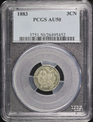 Obverse of this 1883 Three Cent Nickel PCGS AU-50