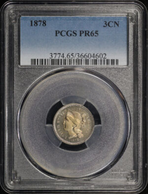 Obverse of this 1878 Three Cent Nickel PCGS PR-65