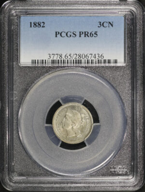 Obverse of this 1882 Three Cent Nickel PCGS PR-65