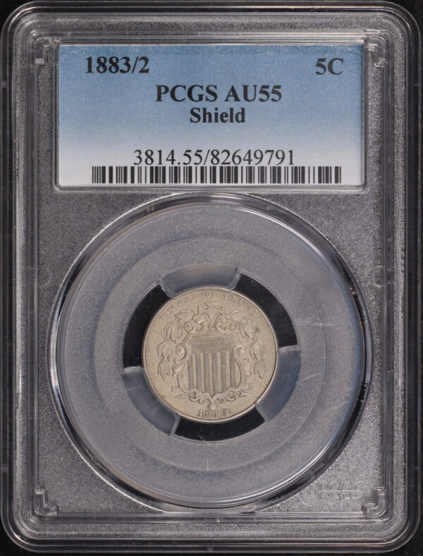 Obverse of this 1883/2 Shield Nickel PCGS AU-55