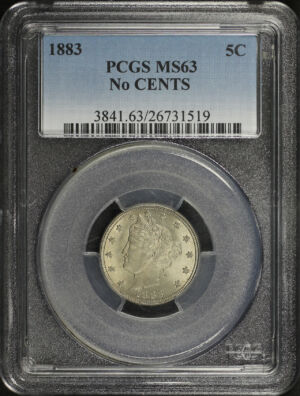 Obverse of this 1883 No CENTS Liberty Nickel PCGS MS-63