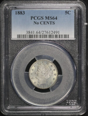 Obverse of this 1883 No CENTS Liberty Nickel PCGS MS-64