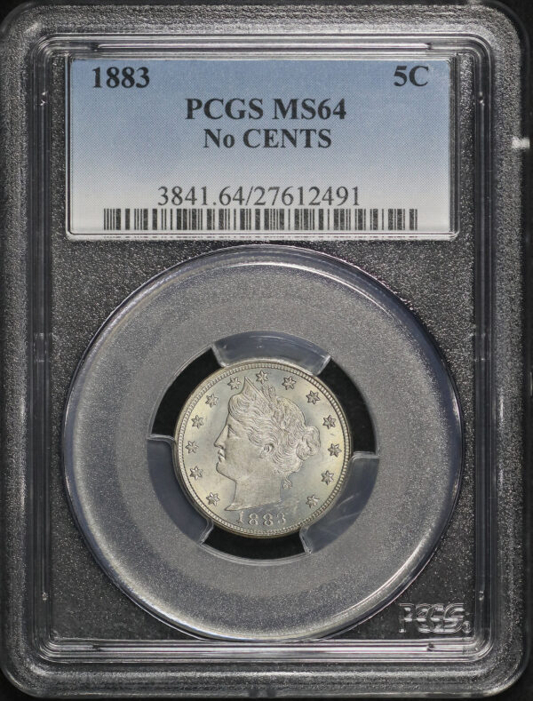 Obverse of this 1883 No CENTS Liberty Nickel PCGS MS-64