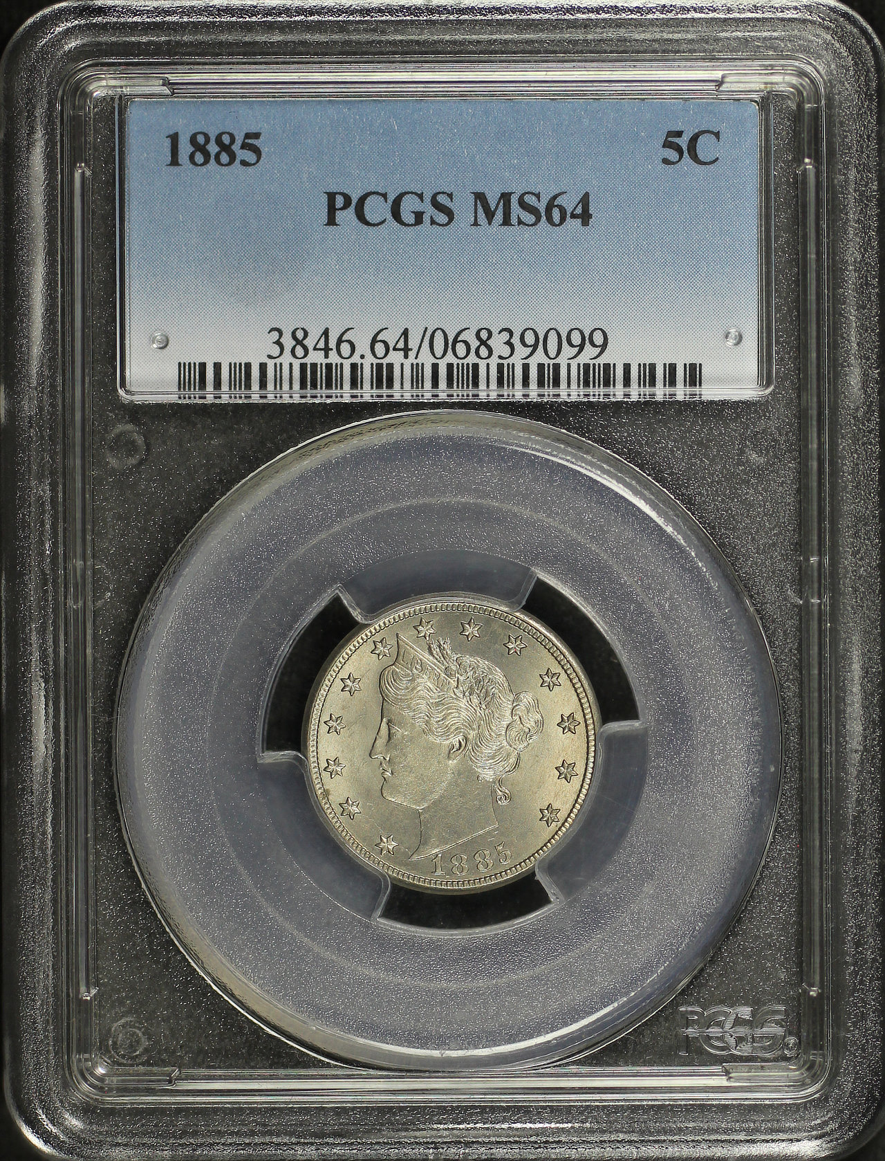 Obverse of this 1885 Liberty Nickel PCGS MS-64