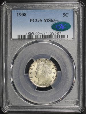 Obverse of this 1908 Liberty Nickel PCGS MS-65+ CAC
