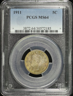 Obverse of this 1911 Liberty Nickel PCGS MS-64