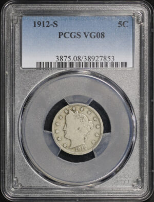 Obverse of this 1912-S Liberty Nickel PCGS VG-08
