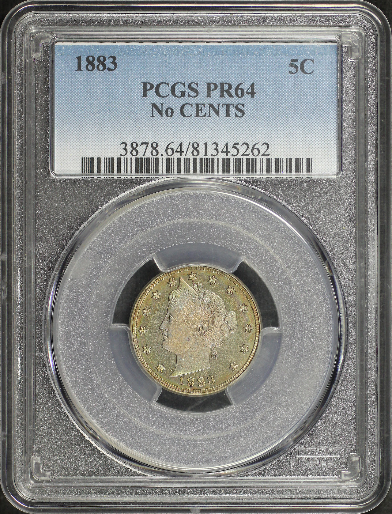 Obverse of this 1883 Liberty Nickel No Cent PCGS PR-64