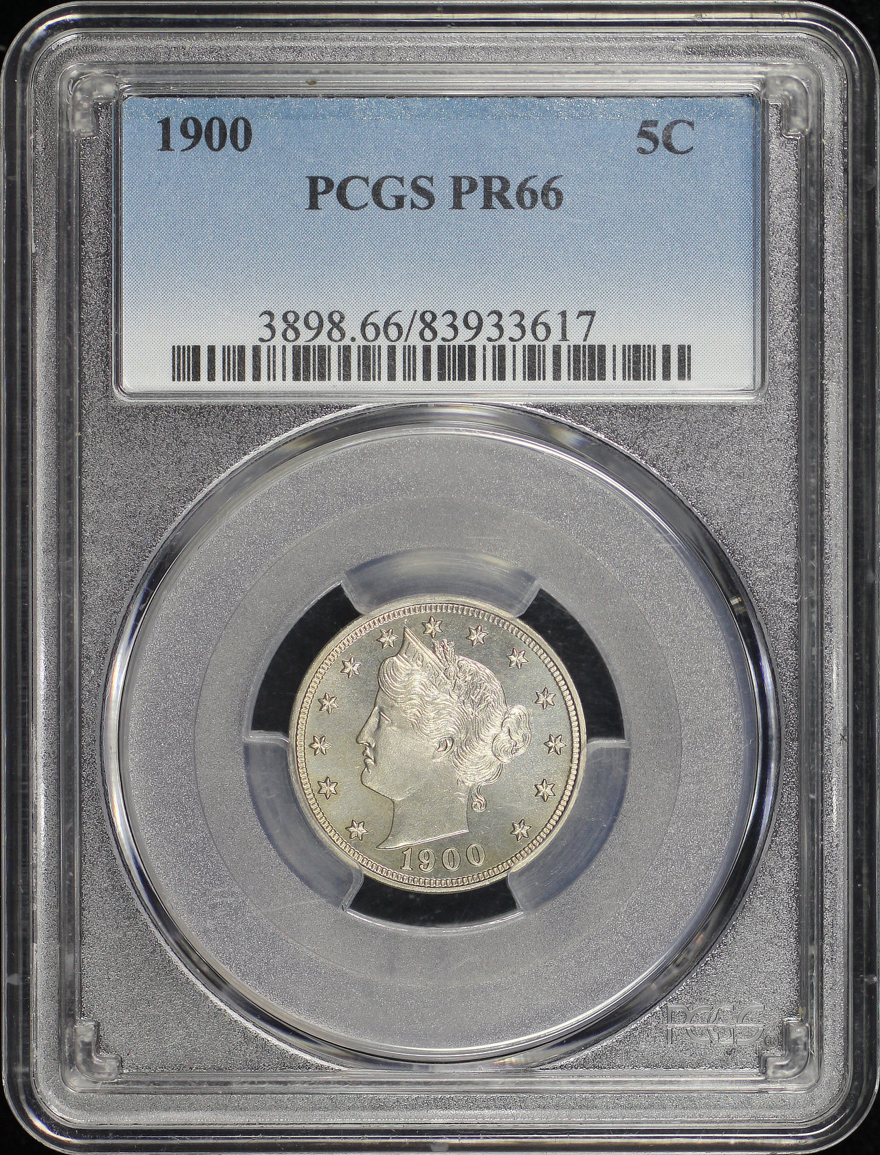 Obverse of this 1900 Liberty Nickel PCGS PR-66