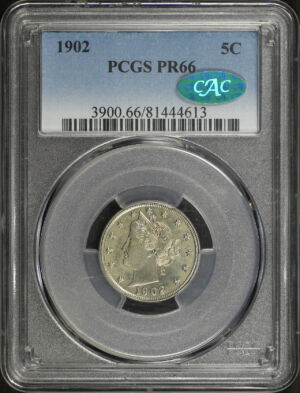 Obverse of this 1902 Liberty Nickel PCGS PR-66 CAC