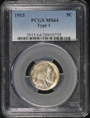 Obverse of this 1913 Type 1 Buffalo Nickel PCGS MS-64