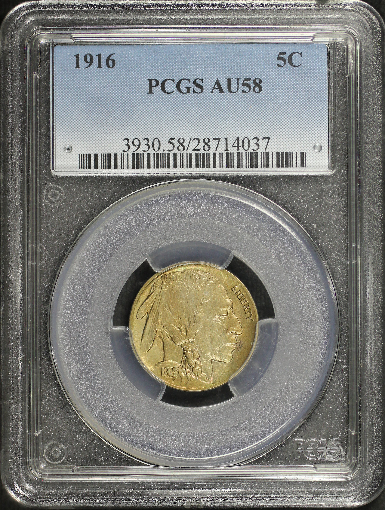 Obverse of this 1916 Buffalo Nickel PCGS AU-58