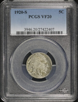 Obverse of this 1920-S Buffalo Nickel PCGS VF-20