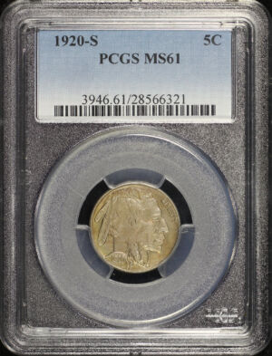 Obverse of this 1920-S Buffalo Nickel PCGS MS-61