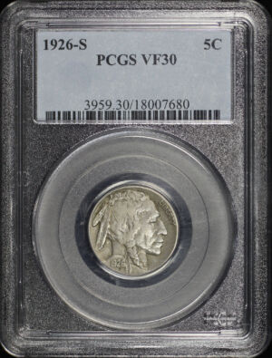 Obverse of this 1926-S Buffalo Nickel PCGS VF-30