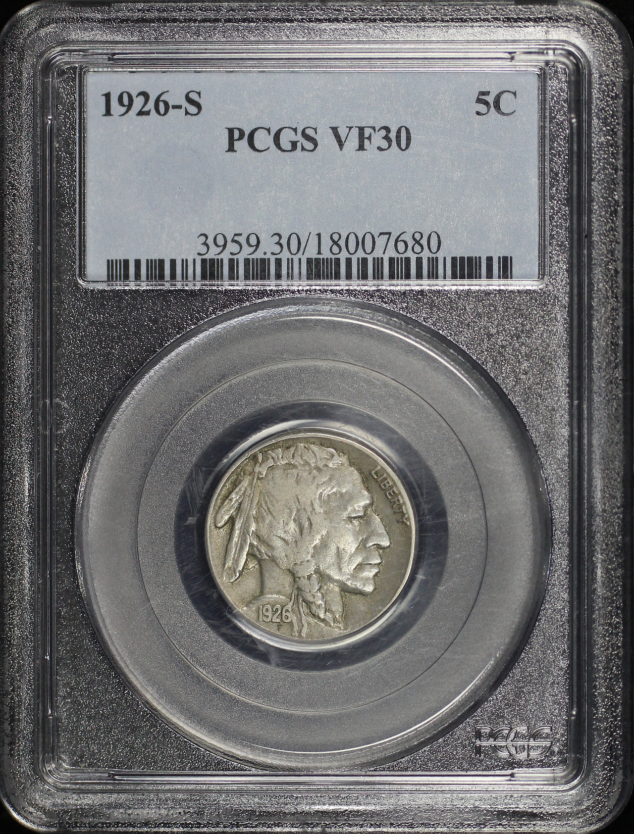 Obverse of this 1926-S Buffalo Nickel PCGS VF-30