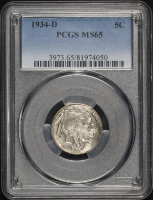 Obverse of this 1934-D Buffalo Nickel PCGS MS-65