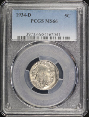Obverse of this 1934-D Buffalo Nickel PCGS MS-66