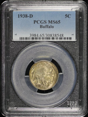 Obverse of this 1938-D Buffalo Nickel PCGS MS-65
