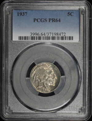 Obverse of this 1937 Buffalo Nickel PCGS PR-64