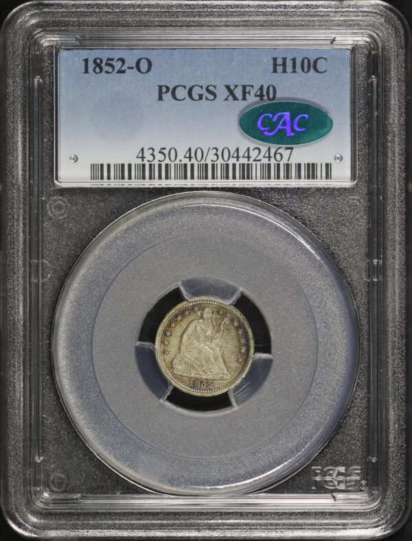 Obverse of this 1852-O Liberty Seated Half Dime PCGS XF-40 CAC