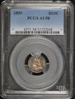 Obverse of this 1859 Liberty Seated Half Dime PCGS AU-58