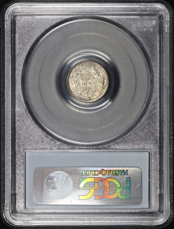 Reverse of this 1868-S Liberty Seated Half Dime PCGS AU-55