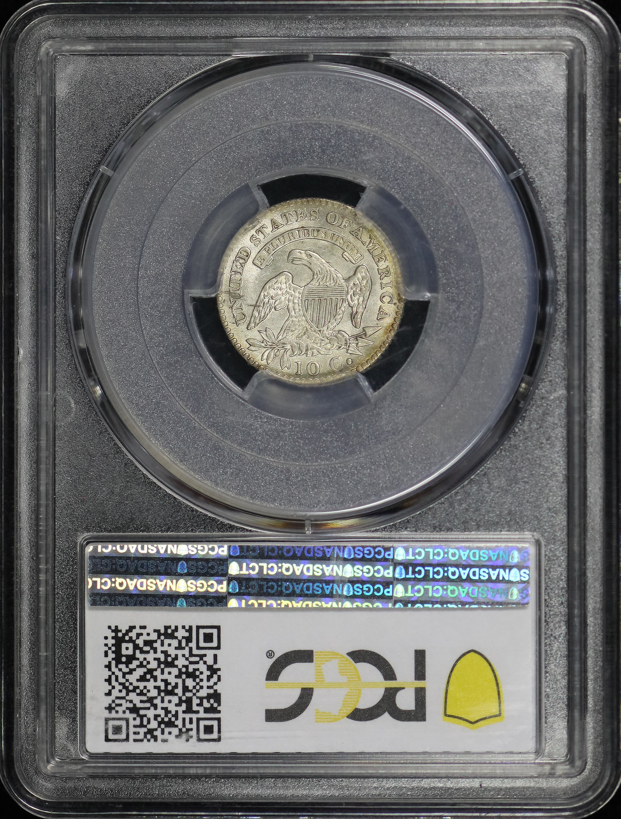 Reverse of this 1823/2 Capped Bust Dime Large E’s PCGS MS-63