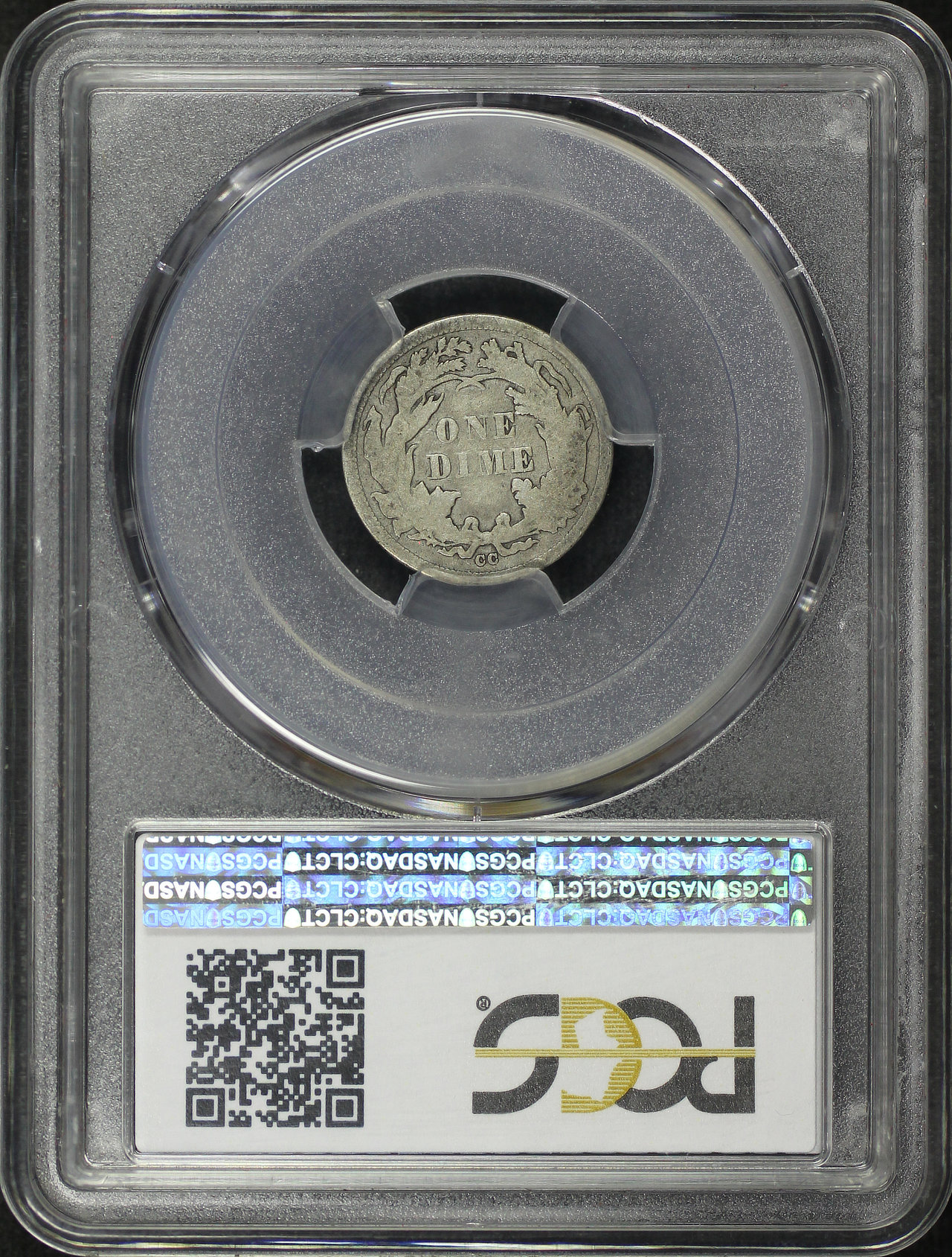 Reverse of this 1875-CC Mintmark Below Bow Liberty Seated Dime PCGS VG-08