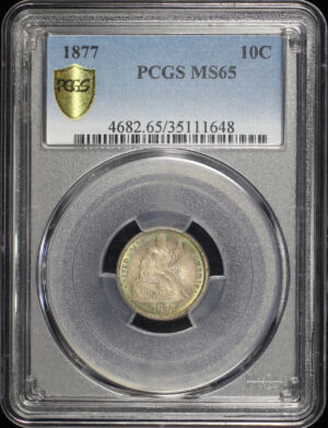 Obverse of this 1877 Liberty Seated Dime PCGS MS-65