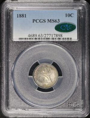 Obverse of this 1881 Liberty Seated Dime PCGS MS-63 CAC