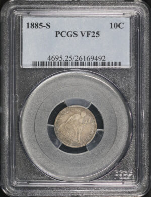 Obverse of this 1885-S Liberty Seated Dime PCGS VF-25